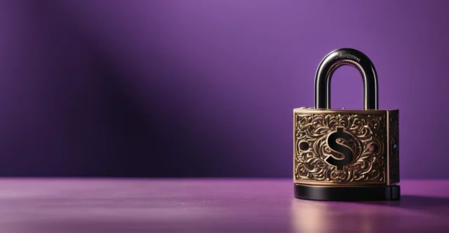 Picture of lock with purple background