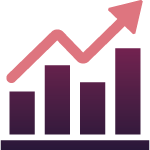 bar graph with an arrow showing growth