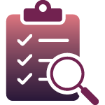clipboard with checkboxes and a magnifying glass
